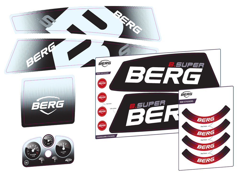 BERG Ersatzteil Sticker-Set XL Rahmen - Aufkleber B.Super Red
