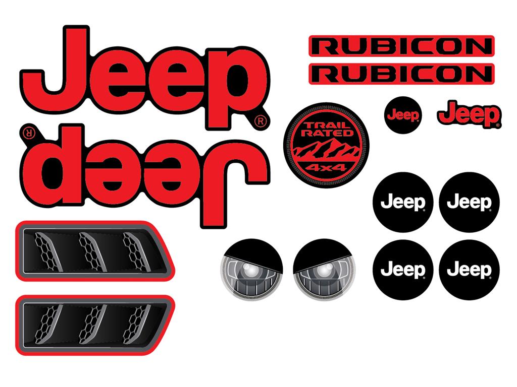BERG Ersatzteil Sticker-Set Aufkleber Buzzy Jeep® Rubicon Red