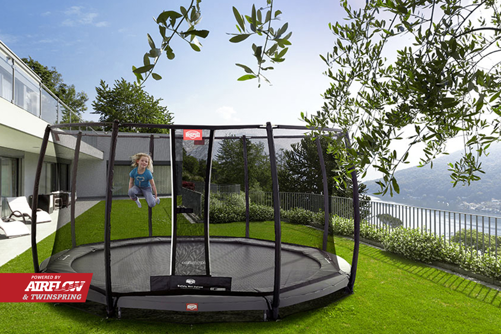 BERG Trampolin InGround Elite Grey Ø430 cm + Sicherheitsnetz Deluxe (Ersatzteilarchiv)