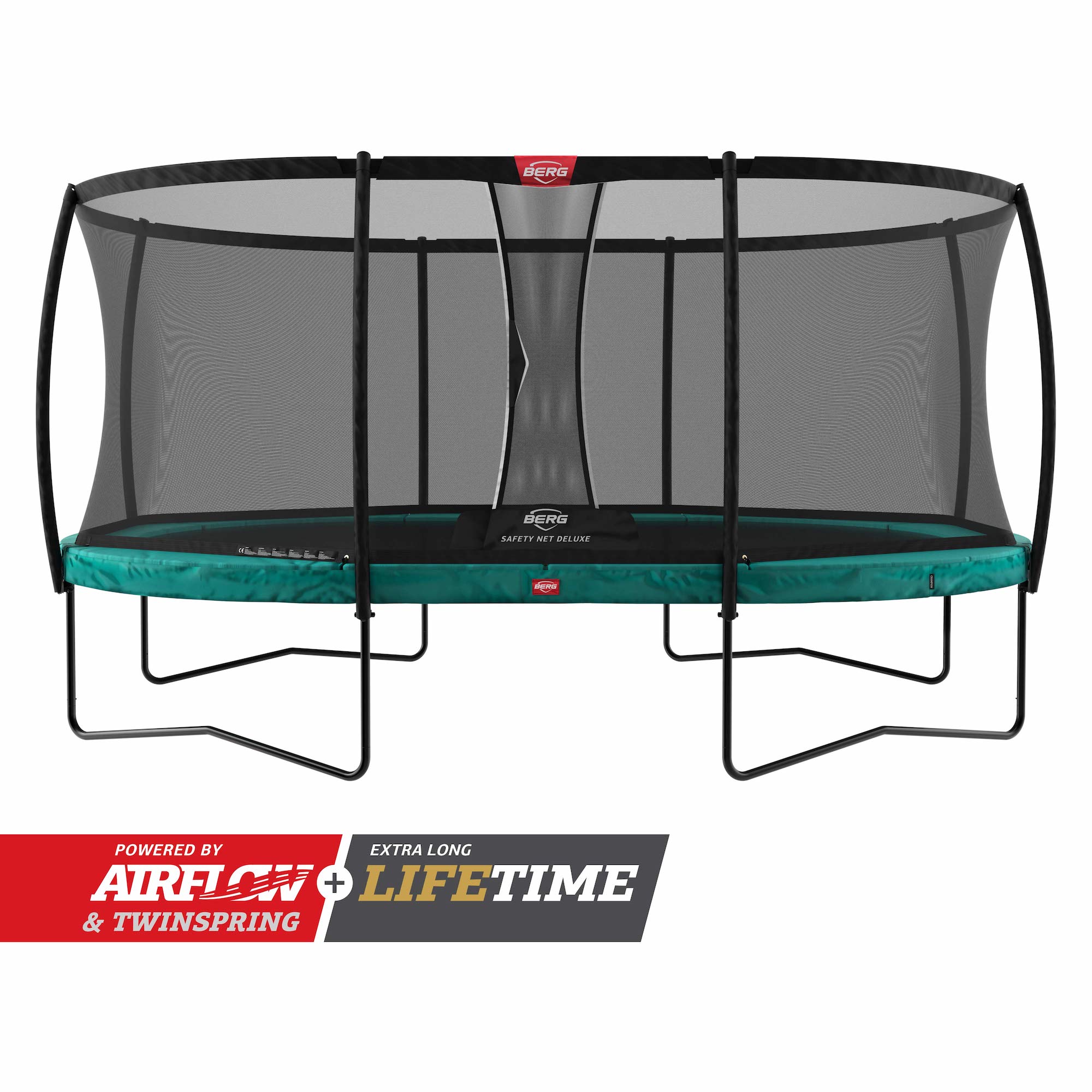 BERG Trampolin Regular GRAND Champion Green oval 470 x 310 cm + Sicherheitsnetz Deluxe (Auslaufmod.) BERG Trampolin Regular GRAND Champion Green oval 470 x 310 cm + Sicherheitsnetz Deluxe (Auslaufmod.)