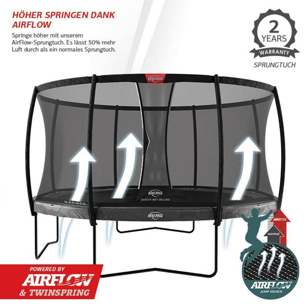 BERG Trampolin Regular Elite Grey Ø330 cm + Sicherheitsnetz Deluxe (Ersatzteilarchiv)