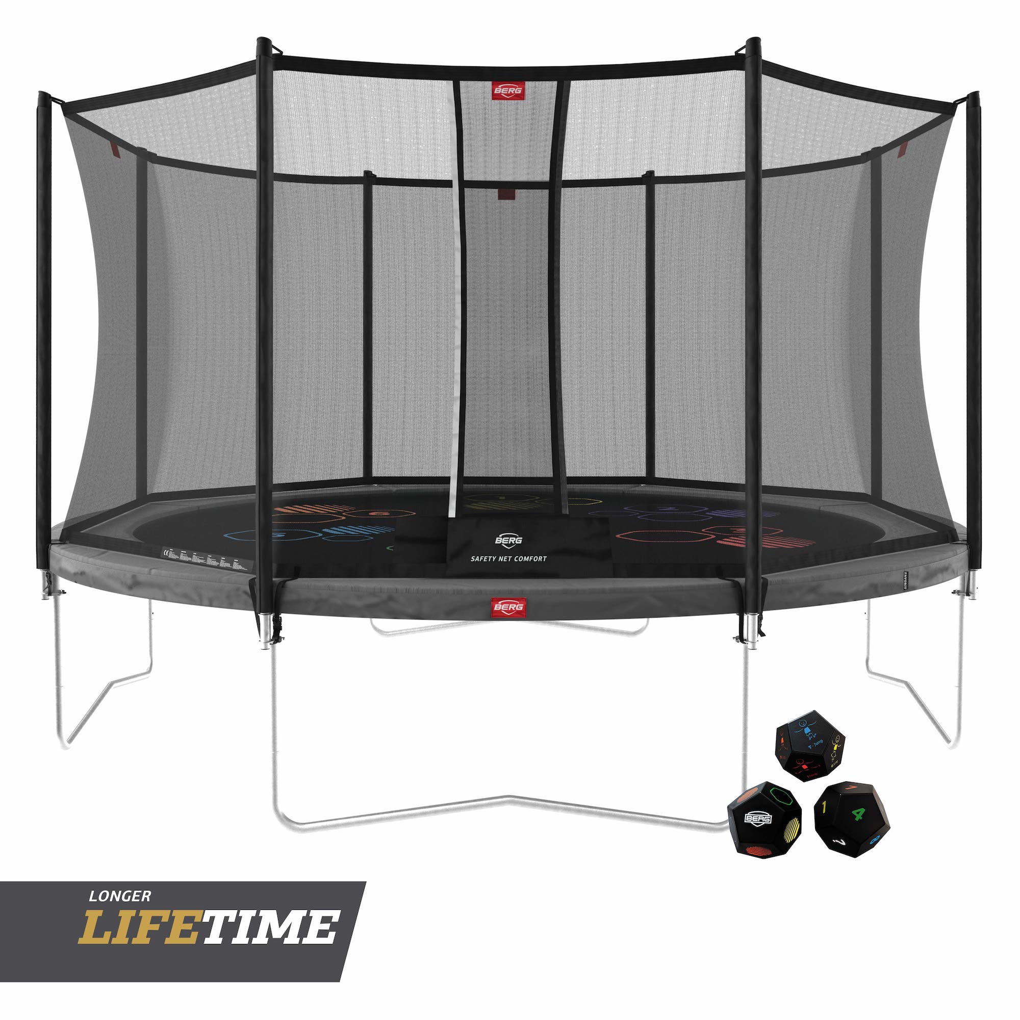 BERG Trampolin Regular ROUND Favorit Grey Levels Ø430 cm + Sicherheitsnetz Comfort