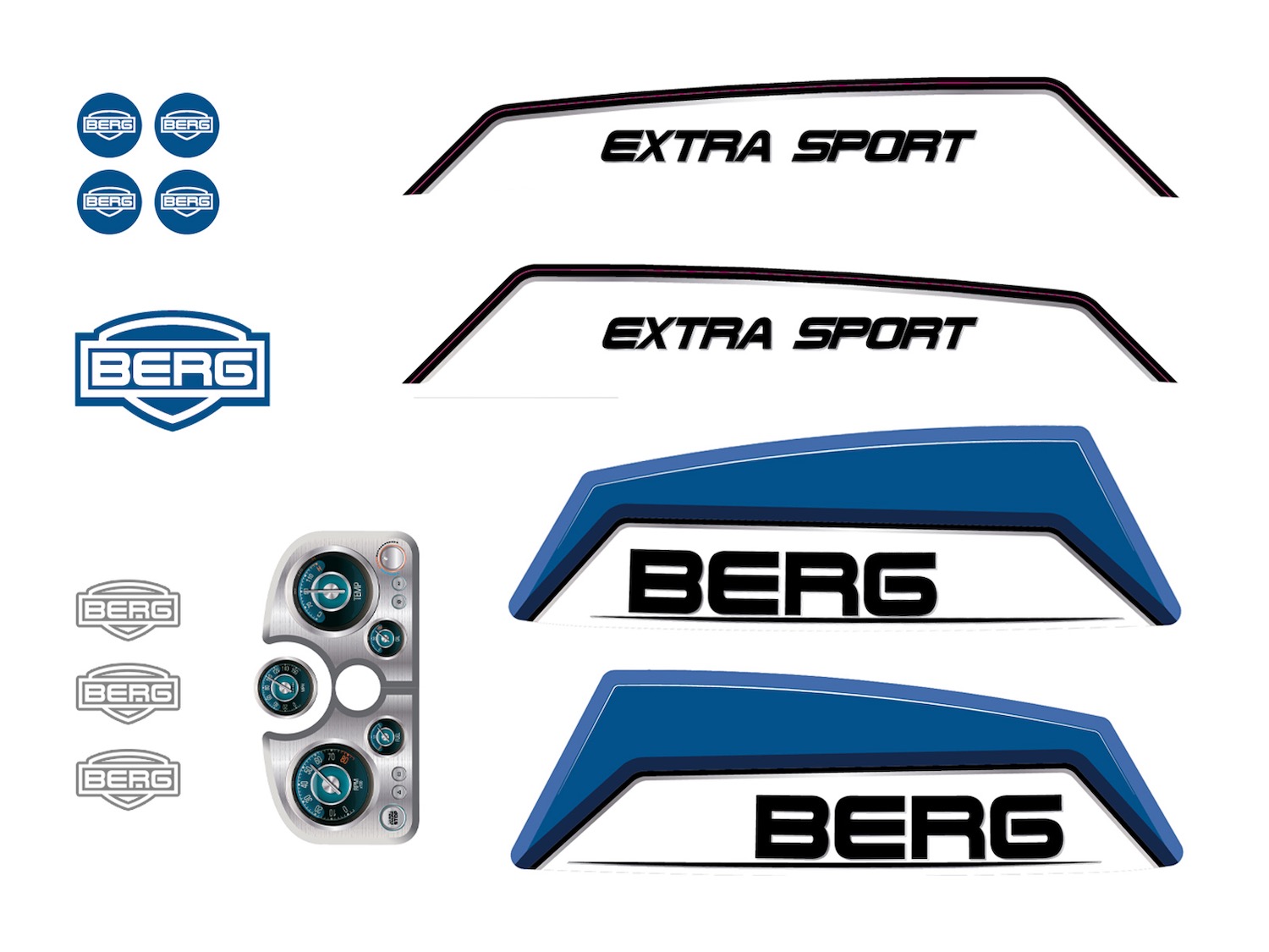 BERG Ersatzteil Sticker-Set XL Rahmen - Aufkleber Basic/Extra Blue