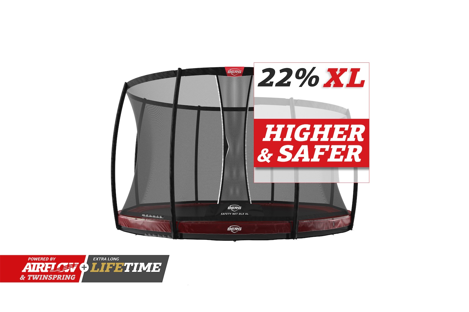 BERG Trampolin InGround Elite Red Ø430 cm + Sicherheitsnetz DLX XL (Ersatzteilarchiv) BERG Trampolin InGround Elite Red Ø430 cm + Sicherheitsnetz DLX XL (Ersatzteilarchiv)