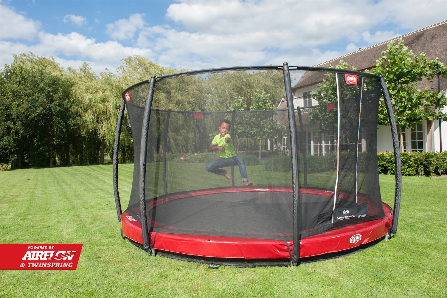 BERG Trampolin InGround Elite Red Ø430 cm + Sicherheitsnetz DLX XL (Ersatzteilarchiv) BERG Trampolin InGround Elite Red Ø430 cm + Sicherheitsnetz DLX XL (Ersatzteilarchiv)